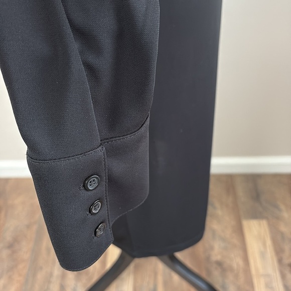 The Limited Shirtdress Ruched Front Tie Waist Long Sleeve Black Size L - Picture 6 of 11